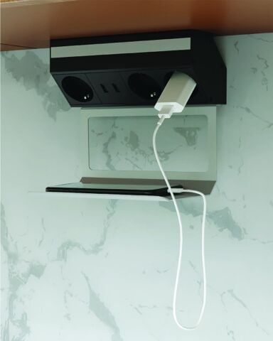 Hafele POWER SHELF, 3x2P+E, 1x 2USB-A, antrasit