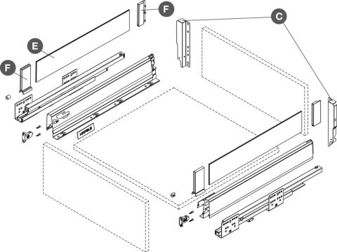 Häfele Matrix Box S Cam Yan Cam Panel Tutucu Seti Antrasit gri 552.51.496