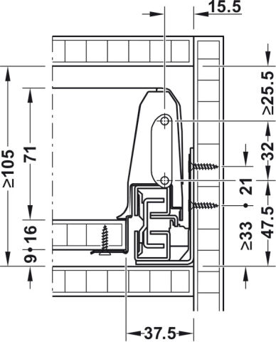 Häfele Matrix Box S35 Çekmece yan ray sistemi çekmece 300 mm Antrasit Çekmece kenarları: 552.56.491