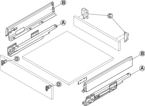Häfele Matrix Box S35 Çekmece yan ray sistemi çekmece 300 mm Antrasit Çekmece kenarları: 552.56.491