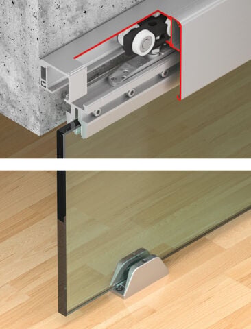 Häfele Kayar kapı donanımı Slido D-Line11 80L taşıyıcı ≤80 kg 940.83.035