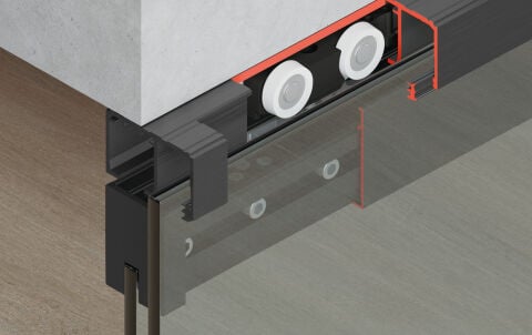Häfele Kayar kapı donanımı Slido D-Line11 80L taşıyıcı ≤80 kg 940.83.035