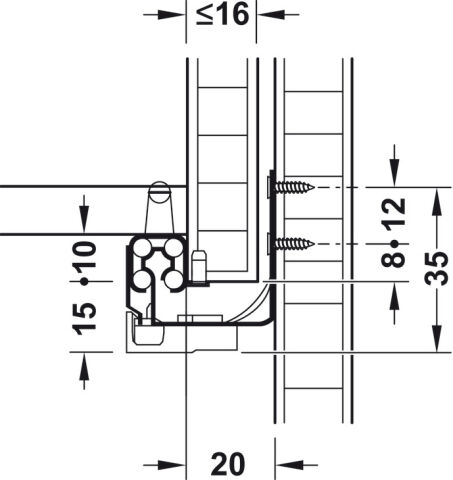 Gizli ray, Hafele Matrix Runner UM S25, tek açılım, en