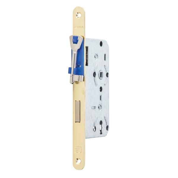 Hafele H55.02 Gömme Kapı Kilidi Oda Tipi Parlak Pirinç 55/18mm Sağ
