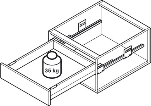 Häfele Matrix Box S35 Çekmece yan ray sistemi çekmece 500 mm Gri Çekmece kenarları: Toz 552.56.695