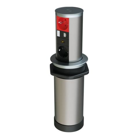 Hafele STEP II Priz Bas-Aç 2xPriz2xUSB Mat Krom