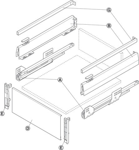 Çift Yanaklı Çekmece Sistemi, Hafele MATRIX BOX P