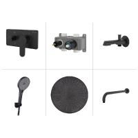 Hafele FLUXO 3in2 Ankastre duş seti,yuv,m.siyah