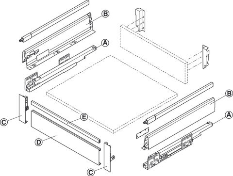 Häfele Matrix S35 için İç çekmece için çapraz korkuluk 1,100 mm Gri 552.72.617