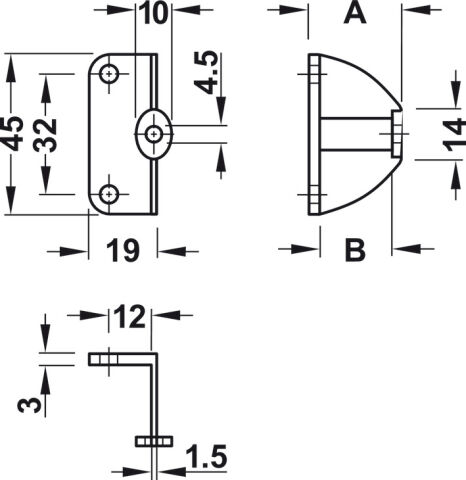 Häfele Adaptör Katlanır Kayar Kapı için - 32 mm 45 mm Alüminyum Renkli 109.94.902