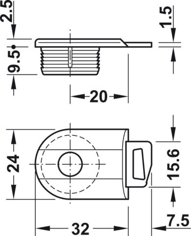 Häfele RTA bağlantı elemanı Solo 32 dübelli - 20 mm PZ2 263.00.729