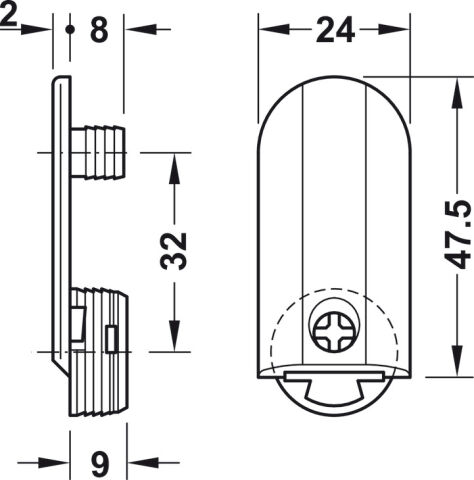 Häfele RTA bağlantı elemanı Solo 32 dübelli - 20 mm PZ2 263.00.729