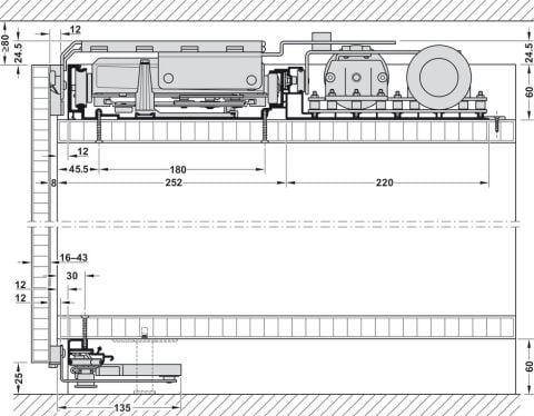 Kayar kapı sürücüsü, Hafele Slido F-Flush51 60 Elektrikli