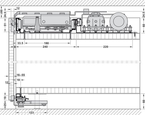 Kayar kapı sürücüsü, Hafele Slido F-Flush51 60 Elektrikli