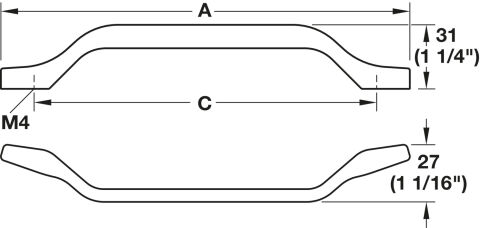 Akslı kulp, D Kol, Zamak, Hafele Deco - 110.22.589