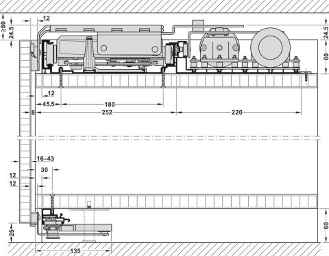 Kayar kapı sürücüsü, Hafele Slido F-Flush51 60 Elektrikli