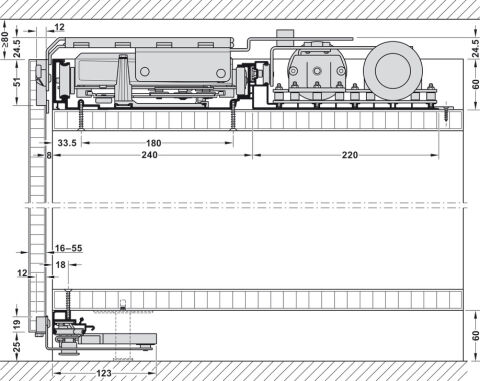 Kayar kapı sürücüsü, Hafele Slido F-Flush51 60 Elektrikli