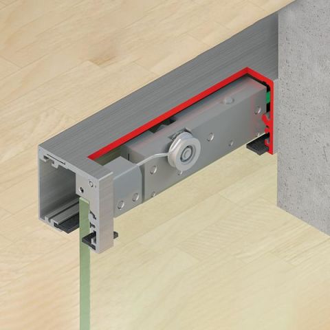 Hafele SLIDO D-Li12 80F Cam Kayar Kapı Seti Yavaşlatıcılı Gümüş Renkli
