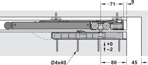 Hafele Porta 100 HMT-Pocket fitt.w.runn.tr.2.5m