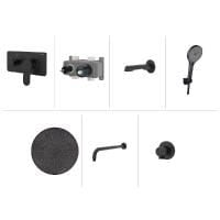 Hafele FLUXO TRIO Ankastre duş seti,yuv,m.siyah