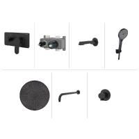 Hafele FLUXO TRIO Ankastre duş seti,yuv,m.siyah