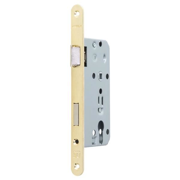 Hafele H55.02 Gömme Kapı Kilidi Barelli Tip Parlak Pirinç 55/18mm Sol