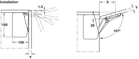 Häfele Free flap 1.7 Kalkar kapak makası set C 200–450 mm ≤14,7 kg Antrasit 372.91.372