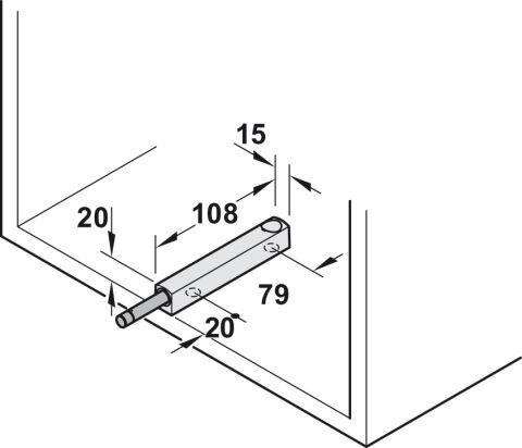 Häfele Vidalı muhafaza serbest basma mandalı ⌀ 10 x 90 108 mm 20 mm Açık gri 372.91.503