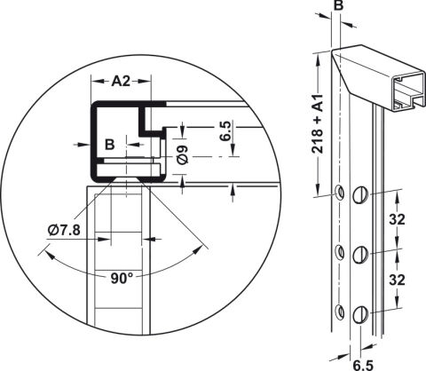 Häfele Adaptör 20 mm alüminyum çerçeveli düşer / kalkar Nikel kaplama 372.91.599