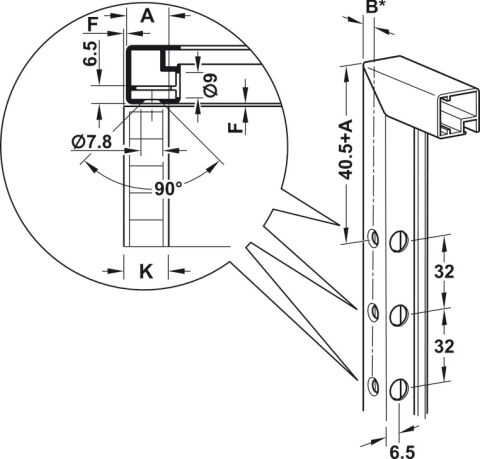 Häfele Adaptör 20 mm alüminyum çerçeveli düşer / kalkar Nikel kaplama 372.91.599