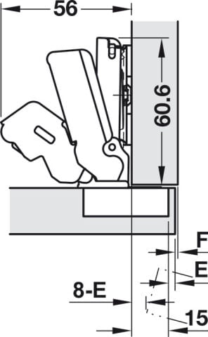 Gizli menteşe, Hafele Metalla 510 A/SM 155°, tam bini