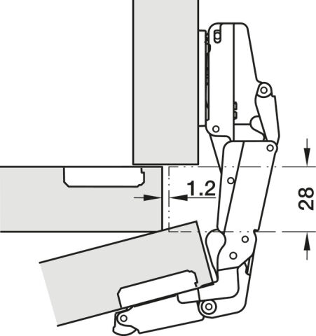 Gizli menteşe, Hafele Metalla 510 A/SM 155°, tam bini