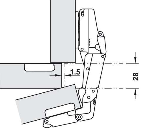 Gizli menteşe, Hafele Metalla 510 A/SM 155°, tam bini