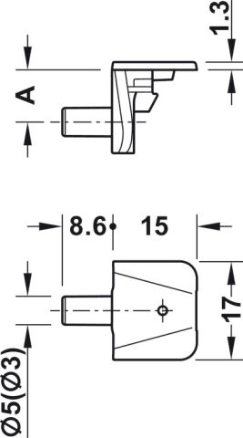 Häfele Destek Tab 15 18 mm ahşap kalınlığı için 15 mm Nikel kaplama Nikel kaplama 263.71.614