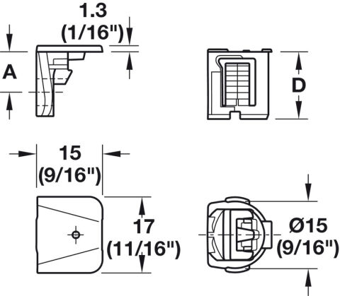 Häfele Ixconnect Tab 15 - Bağlantı elemanı 15 mm Nikel kaplama Nikel kaplama 263.73.614