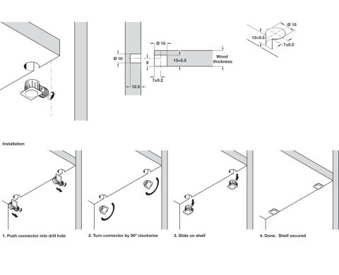Häfele Ixconnect Tab 15 T - Bağlantı elemanı 15 mm Nikel kaplama 263.87.600