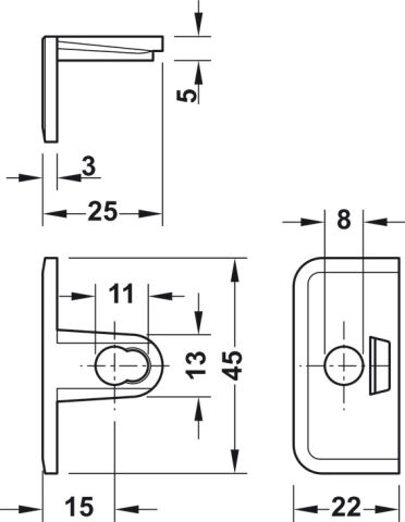 Häfele TAB 20 HC Destek panel kalınlığı 32 mm için Nikel kaplama 263.95.742