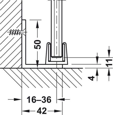 Kayar kapı bağlantı parçası, Hafele Slido D-Line12 80F