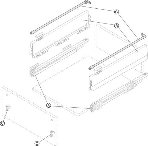 Häfele Matrix Box P Plus Yan Korkuluk Seti yuvarlak Antrasit 553.59.405