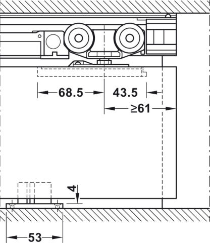 Kayar kapı bağlantı parçası, Hafele Slido D-Line11 160C