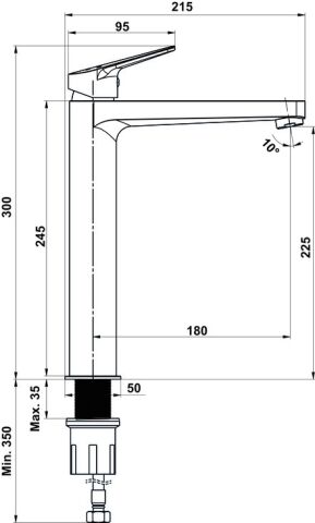 Häfele VOG - Yüksek Lavabo Bataryası Krom renkli Parlak 589.81.005