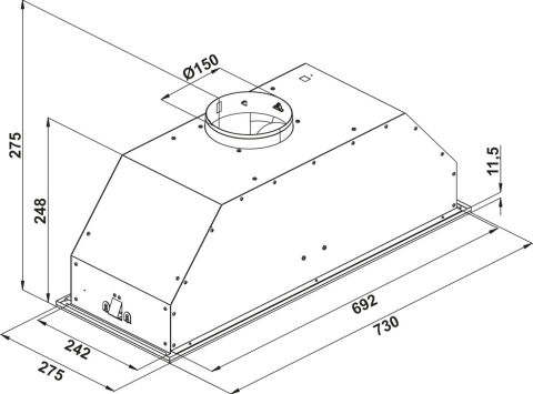 Davlumbaz, Hafele BOX S, 72 cm, Gömme, 687 m3/h Emiş Gücü