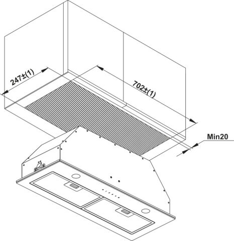 Davlumbaz, Hafele BOX S, 72 cm, Gömme, 687 m3/h Emiş Gücü