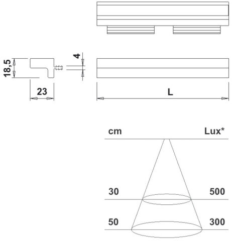 Häfele SKYLINE 18 Aydınlatmalı Profil Kulp LED 12 V 563 563 mm 2,64 W 833.01.391