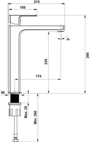 Häfele SOLAR - Yüksek Lavabo Bataryası Siyah Mat 589.81.054