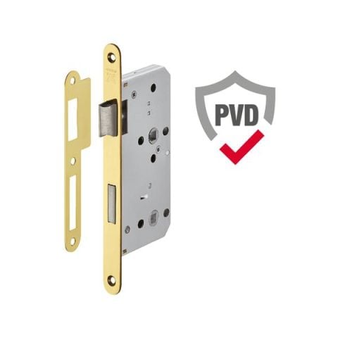 Hafele H55.09 Gömme Kapı Kilidi Yangın Dayanımlı WC Tipi Parlak Pirinç 55/20mm