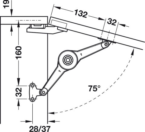 Häfele Free Duo standard Kalkar kanat/kalkar kapak ayrı 200–500 mm ≤9 kg Nikel kaplama 373.66.500
