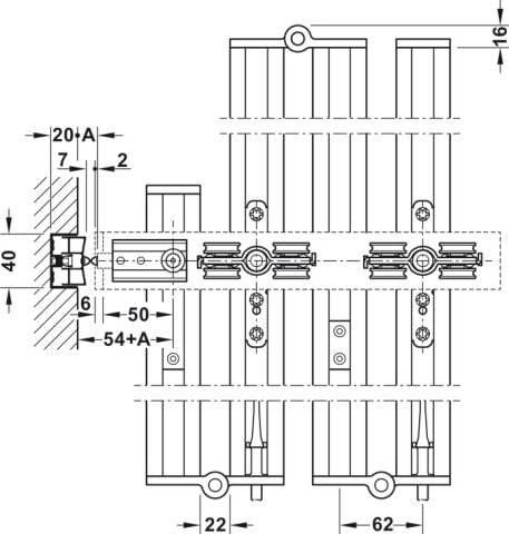 Kayar kapı donanımı, Hafele Slido W-Fold32 100G, set