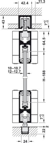 Kayar kapı donanımı, Hafele Slido W-Fold32 100G, set