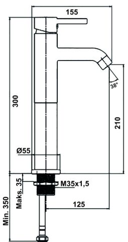 Yüksek Lavabo Bataryası, Hafele SEMPLE - 589.95.481
